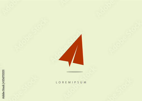 Free Download letter A logo template. Initial A and aircraft origami icon orange vector - GFXLoad