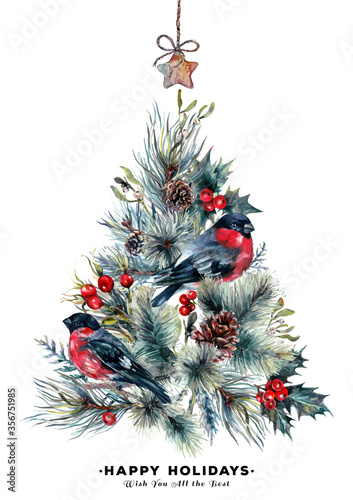 Watercolor Christmas Tree Card