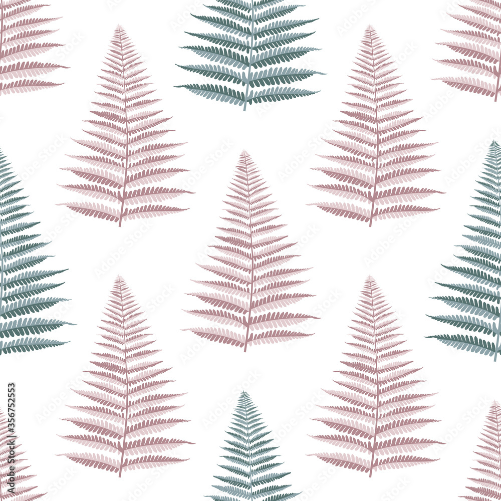 Abstract seamless pattern with leaves. Vector template.