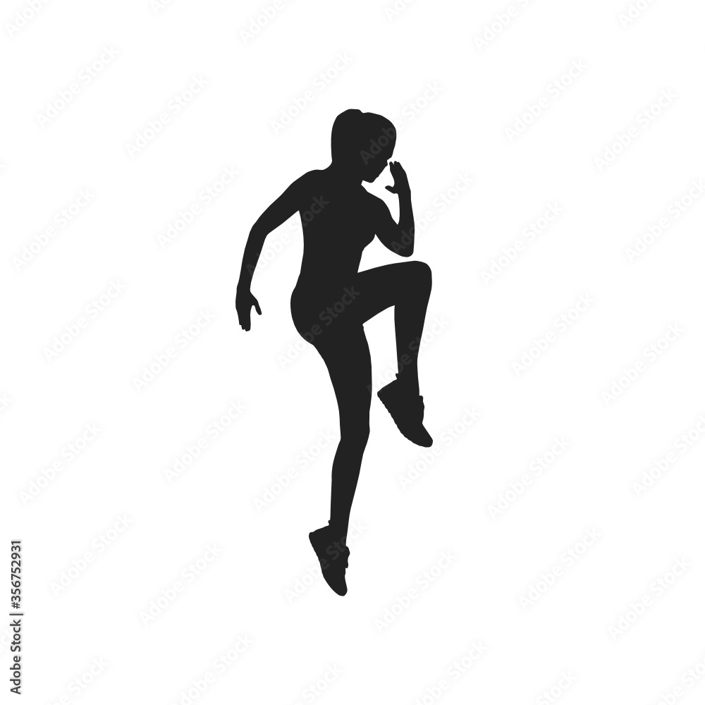 Fitness Athlete Silhouette Women Jumping Vector Illustration Background Banner Logo Fitness Athlete Silhouette Women Jumping Vector Illustration Background Banner Logo