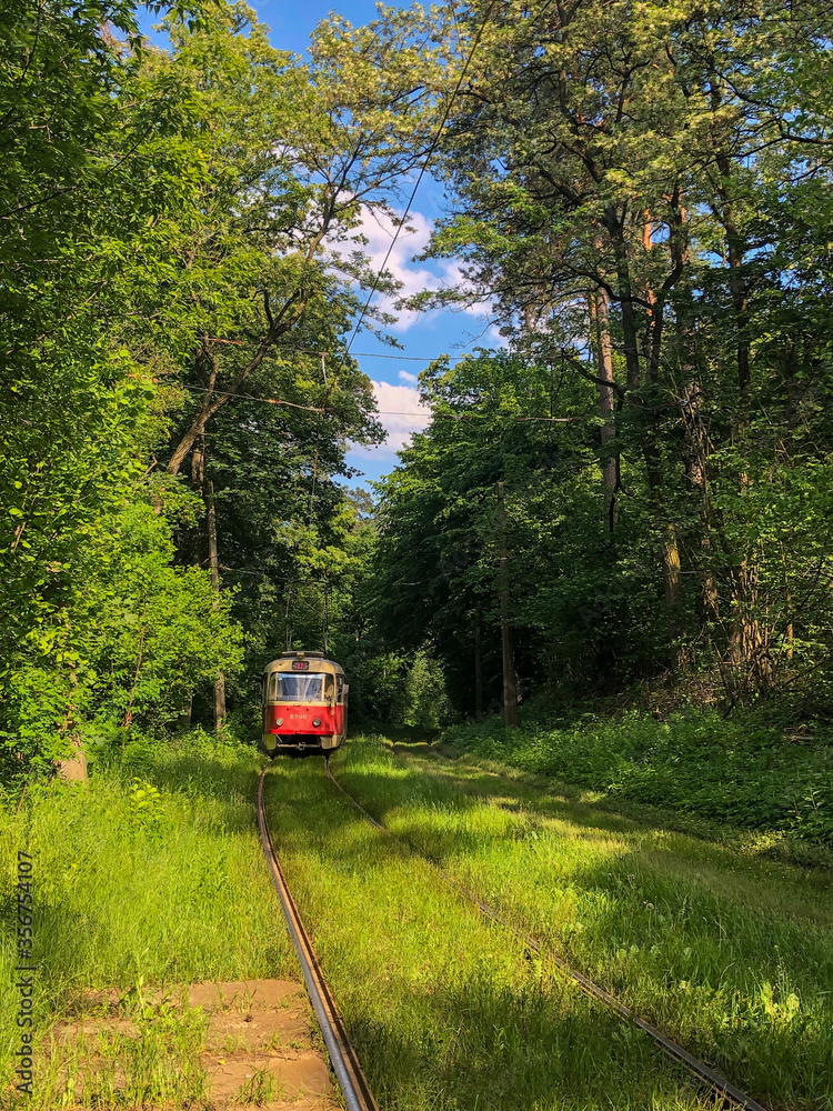 Naklejka premium train on the road