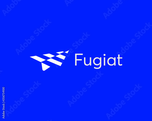 Abstract arrow paper plane aircraft logo icon design modern minimal style illustration. Motion fast delivery cargo vector emblem sign symbol mark logotype