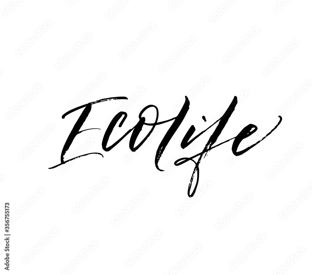 Fototapeta premium Eco life phrase. Hand drawn brush style modern calligraphy. Vector illustration of handwritten lettering. 