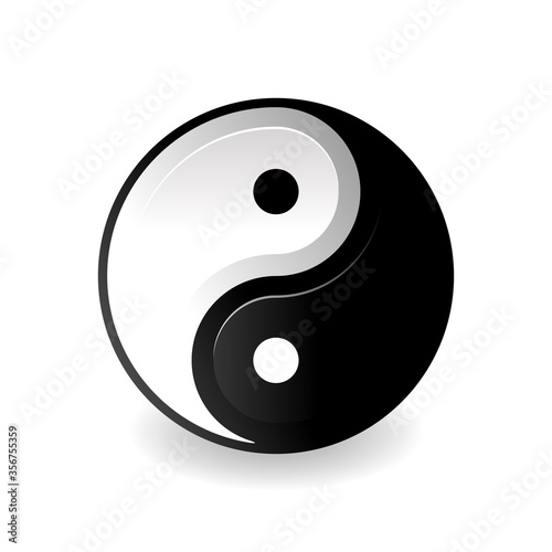 Yin and yang icon - concept of dualism in ancient Chinese philosophy - isolated popular philosophic symbol in creative decoration