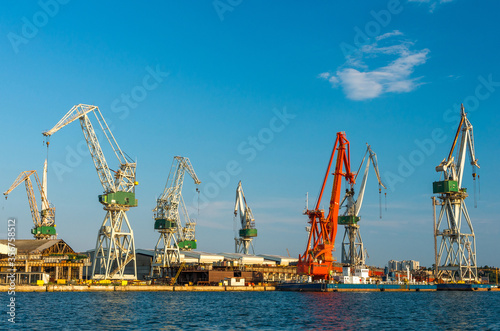 Shipyard cranes at Pula, Istria, Croatia 