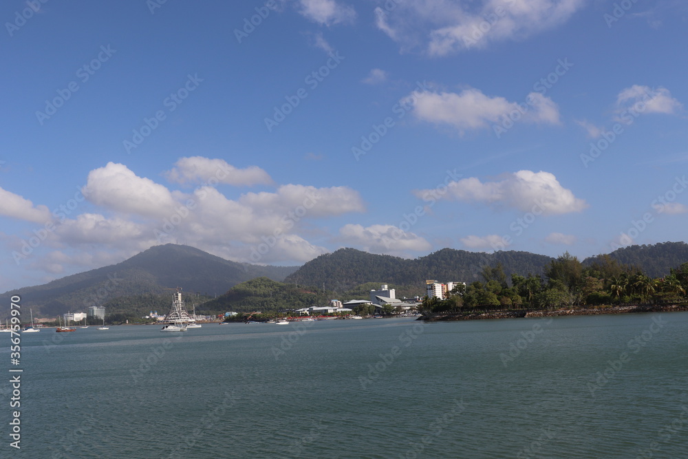 Amazing view of sea, mountain, and sky from the Langkawi Eagle Square