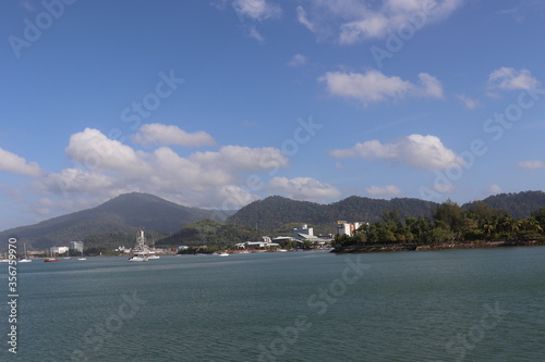 Amazing view of sea, mountain, and sky from the Langkawi Eagle Square