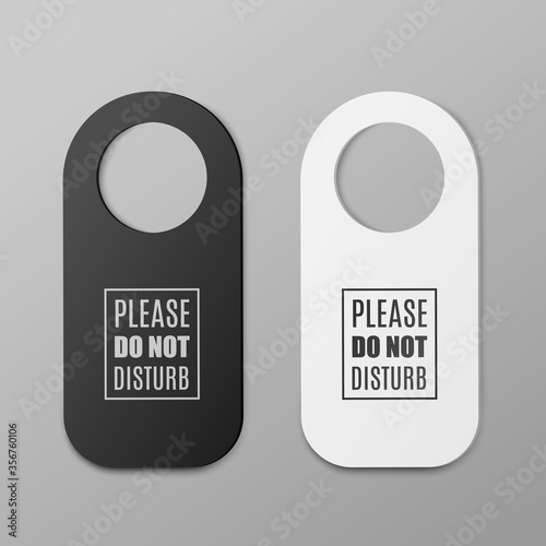 Please do not disturb - hotel door knob hanger in black and white