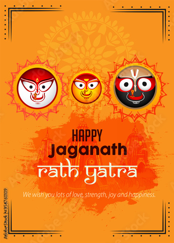 Vector design of Ratha Yatra of Lord Jagannath, Balabhadra and Subhadra for the ocassion of Odisha god Rathyatra Festival