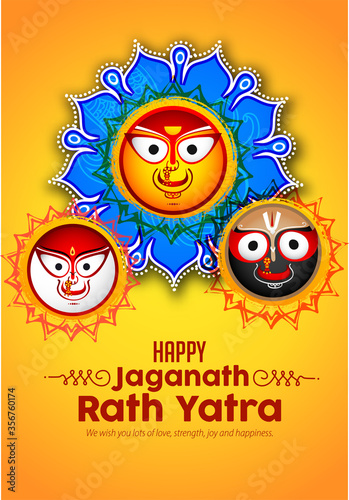 Vector design of Ratha Yatra of Lord Jagannath, Balabhadra and Subhadra for the ocassion of Odisha god Rathyatra Festival