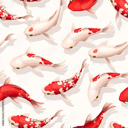 Beautiful vector seamless pattern with koi fish