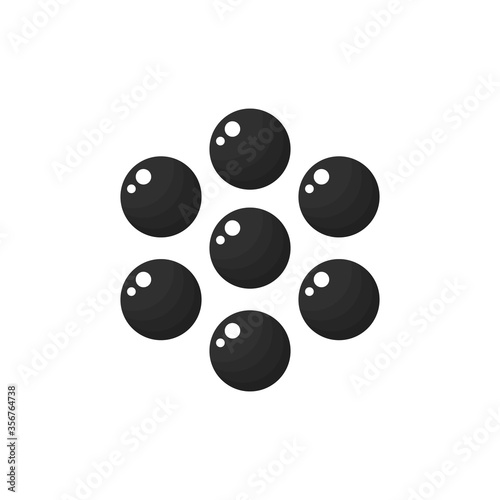 Black caviar vector illustration isolated on white. Luxury fish caviar in round shape