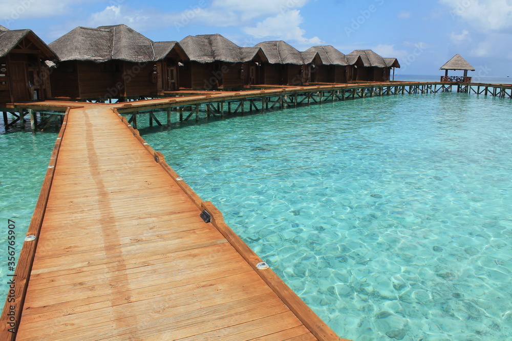 Houses on the water. Amazing Maldives. Beautiful clear water.