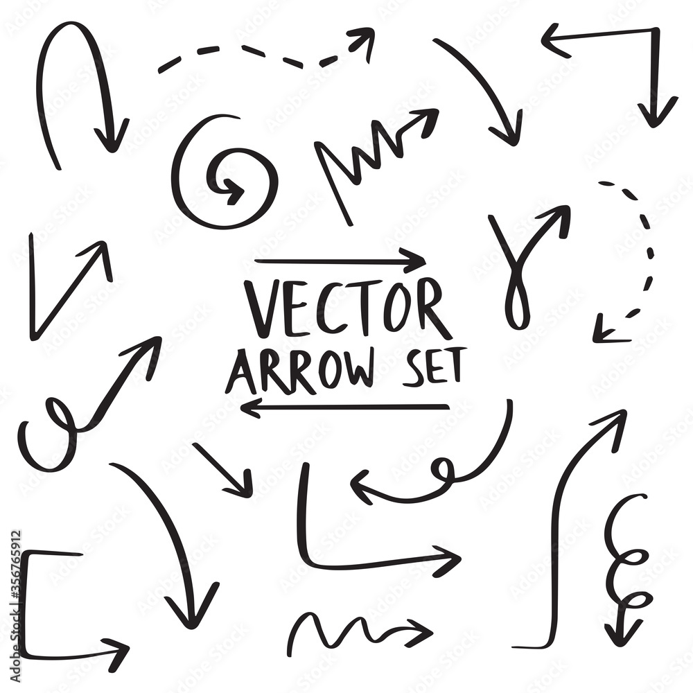 Vector rough hand drawn arrows isolated on white background Vector rough hand drawn arrows isolated on white background