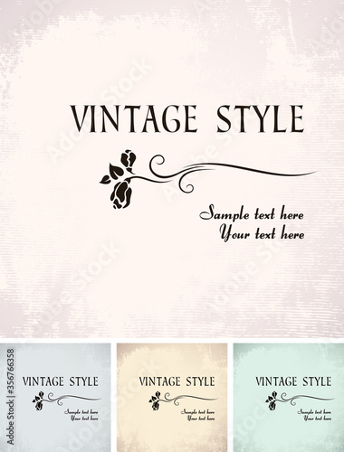 Vintage background with rose. Set of color variation  © leziles