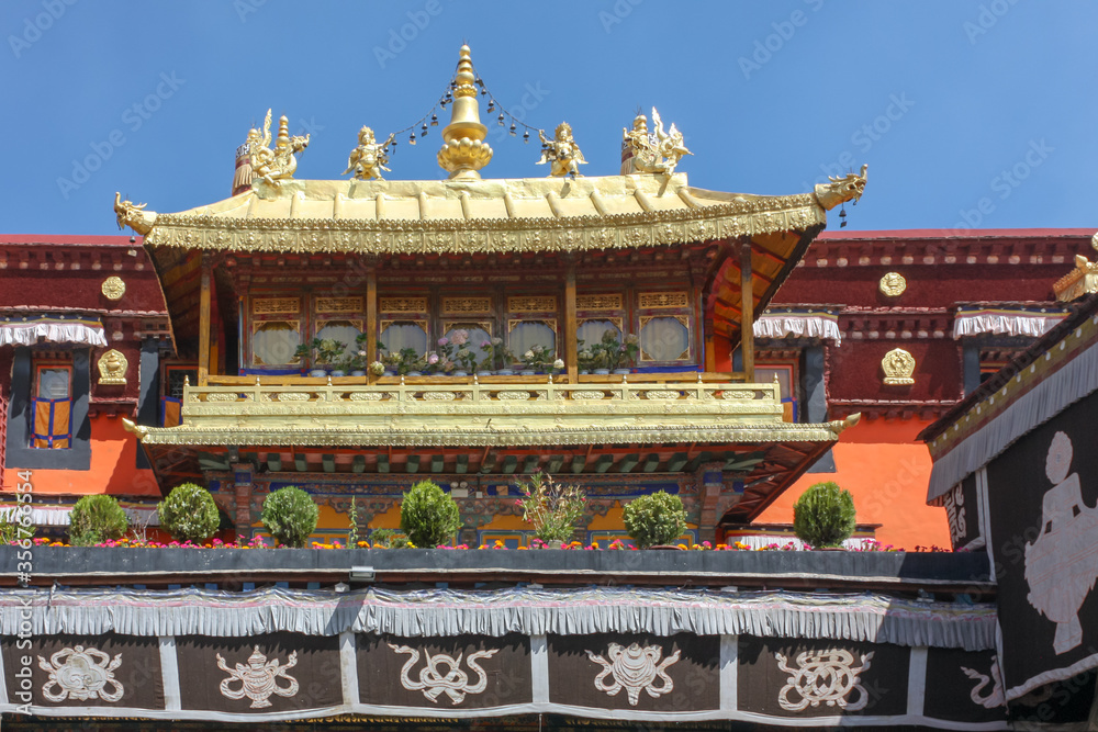 Jokhang temple gplden roof in Lhasa, Tibet Jokhang temple gplden roof in Lhasa, Tibet