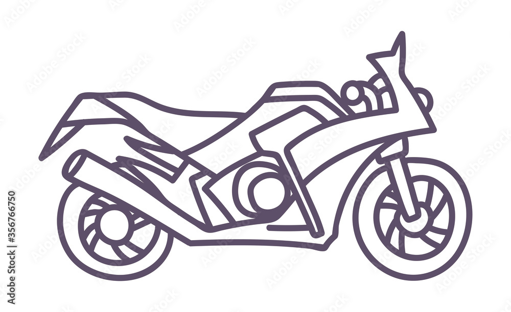 Hand drawn motorcycle. Cute doodle on white background.