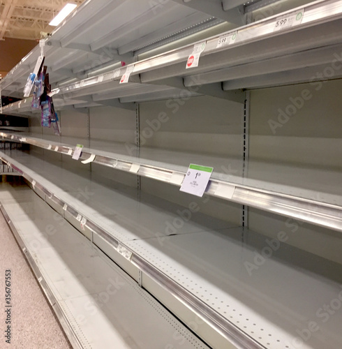 Empty grocery shelves before an emergency