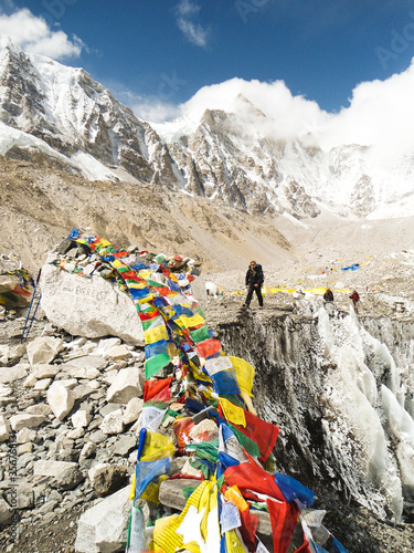 Trekkers going to Everest Base Camp after several days walking