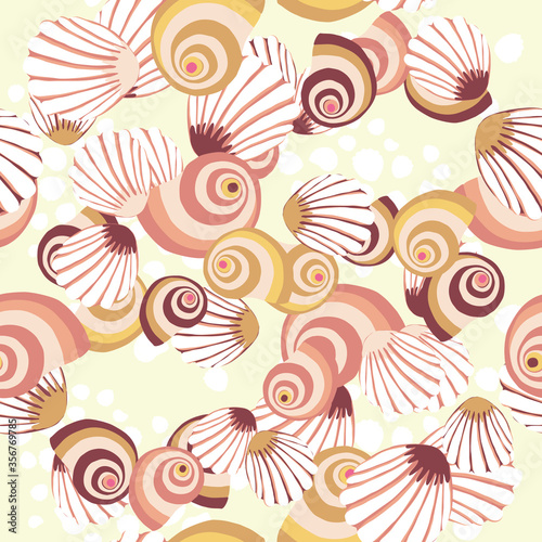 Vector seamless pattern with shells. Modern abstract design for paper, cover, fabric, interior decor and other users.