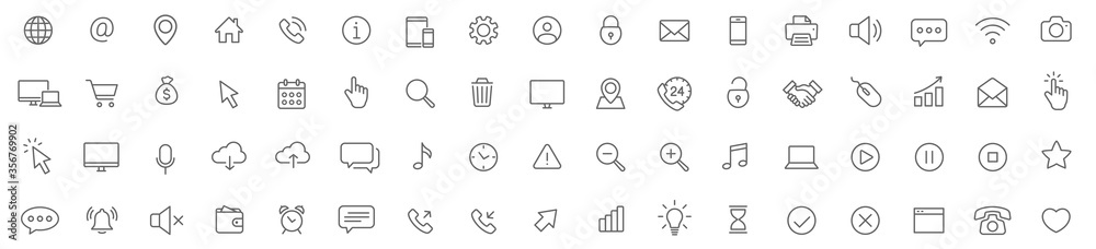 Web line icons set. Web, device, internet, seo thin simple icons. Editable Stroke - stock vector.