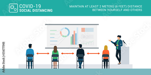 Social distancing in a conference room