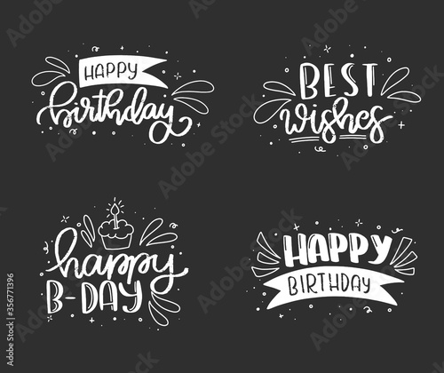 Happy Birthday Lettering Card Design. Happy Birthday Modern Brush Typography lettering. Greeting card. Vector illustration.