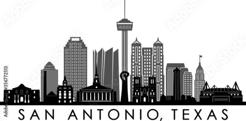 Obraz na płótnie SAN ANTONIO City Texas Skyline Silhouette Cityscape Vector w salonie