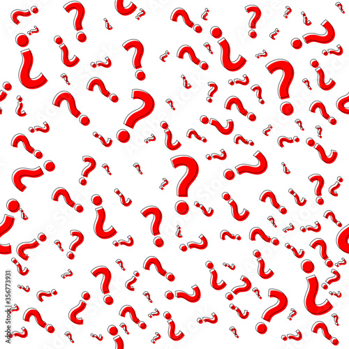 Question mark seamless pattern. Trivia poster design template, random punctuation marks background, quiz loading page, vector illustration