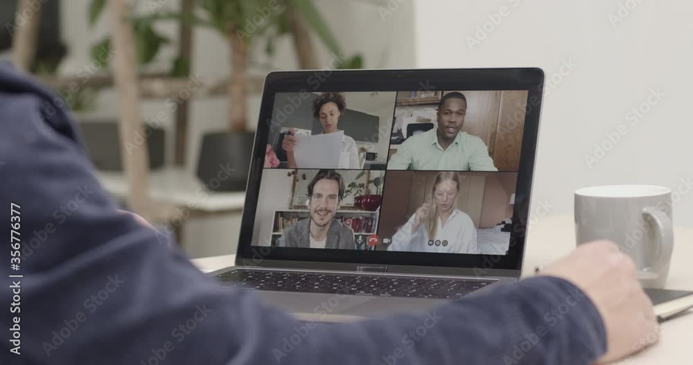 Video call with colleagues working from home, Business people using Video Conferencing technology for virtual meeting