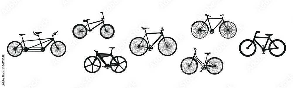 Fototapeta premium Set of bicycles on white background 
