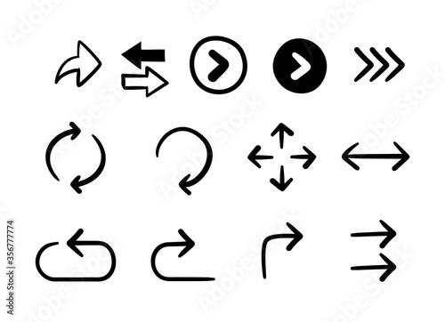 A set of doodle arrows. Isolated Vector Illustration