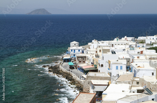 Mandraki is the capital of Nisyros Island. View from above