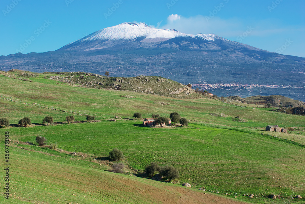 Etna Volcano Landscape Of Sicily A Natural Landmark Unesco (from The Southern Side)