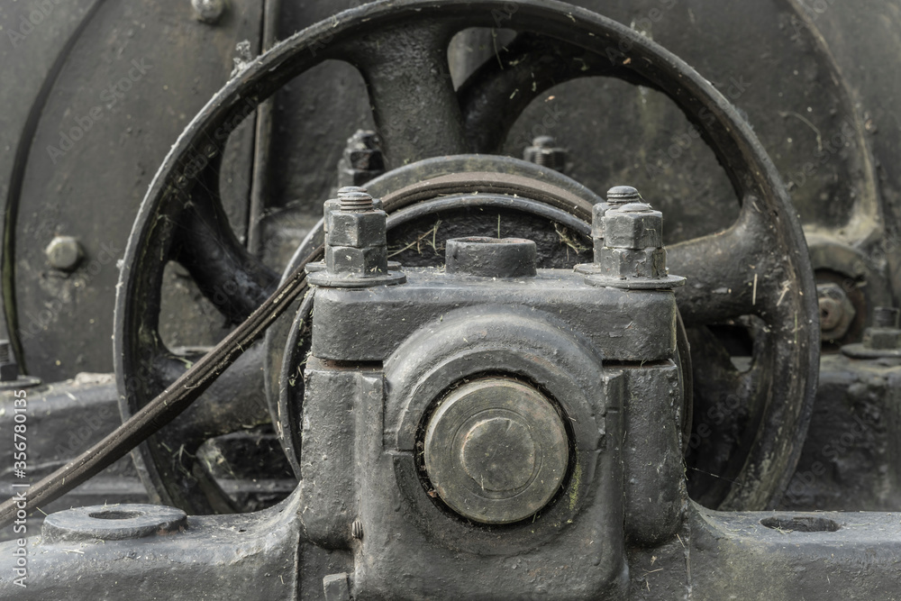 close up of an old steam engine