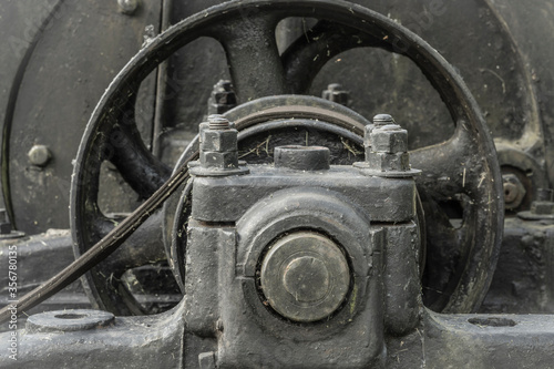 close up of an old steam engine