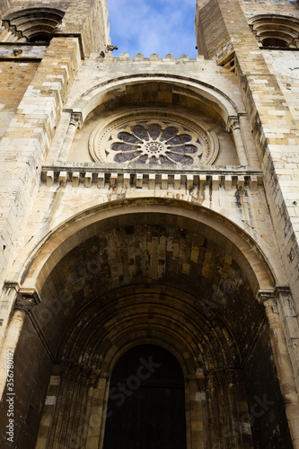 Lisbon Cathedral main entrance arch in Portugal