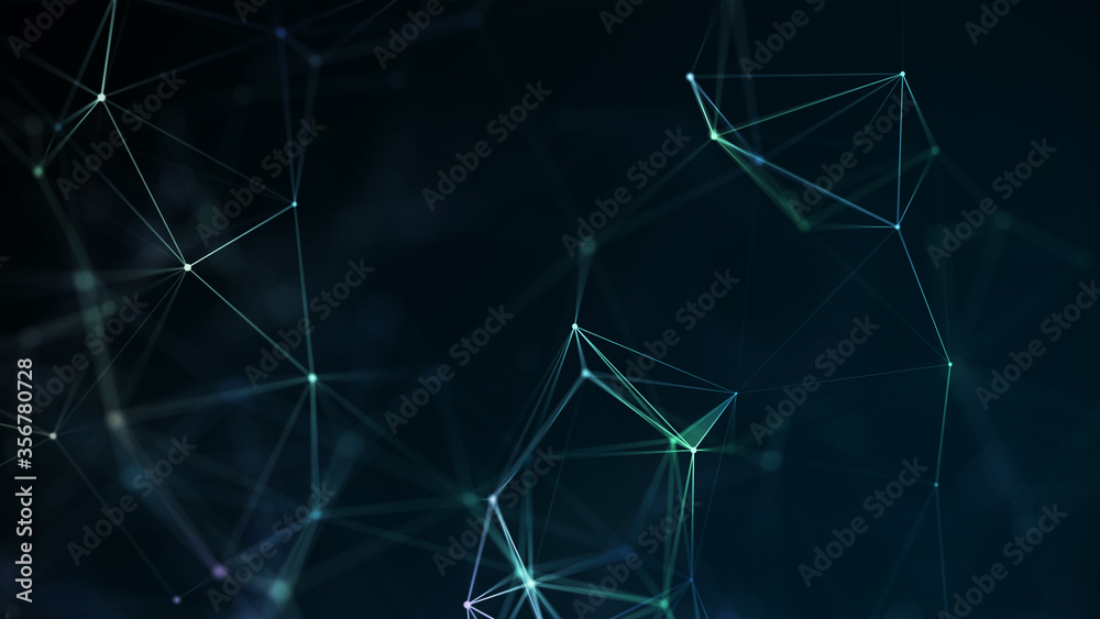 Green background with connecting triangulars, dots and lines. Futuristic polygonal background. 3d rendering. Green background with connecting triangulars, dots and lines. Futuristic polygonal background. 3d rendering.