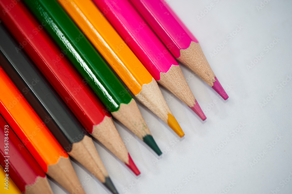 A group of pencils of assorted colours A group of pencils of assorted colours