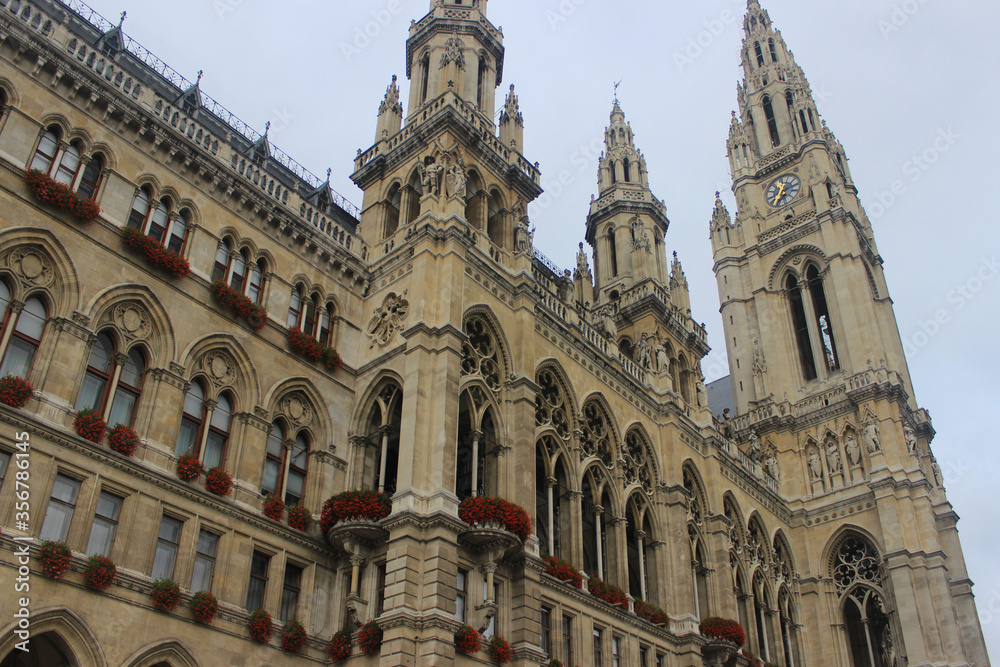 Unusual View Of The Vienna City Hall On A Cloudy October Day.