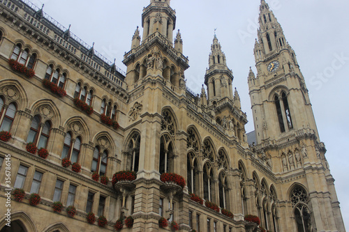 Unusual View Of The Vienna City Hall On A Cloudy October Day.