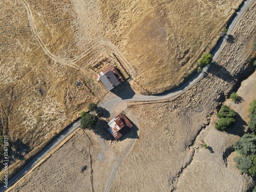 Aerial picture of a barn photo