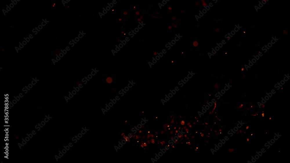 Super Slow Motion Shot of Fire Sparks Isolated on Black Background at 1000fps. Super Slow Motion Shot of Fire Sparks Isolated on Black Background at 1000fps.