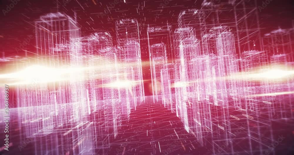 Vidéo Stock Abstract Visualization Of A Digital City Made Of Codes And ...