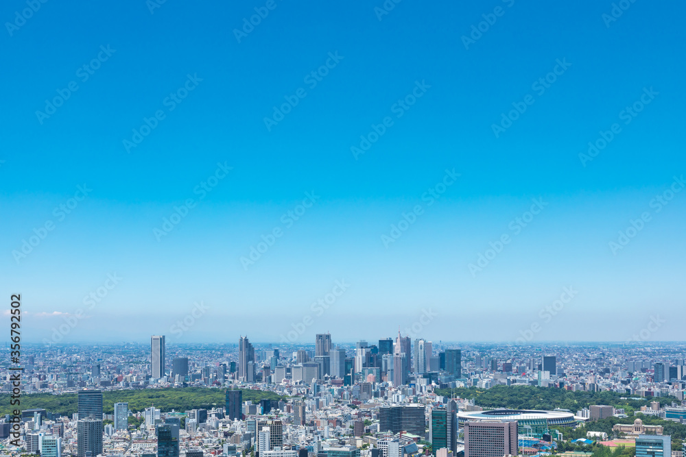 (東京都-都市風景)青空と新宿方面風景１