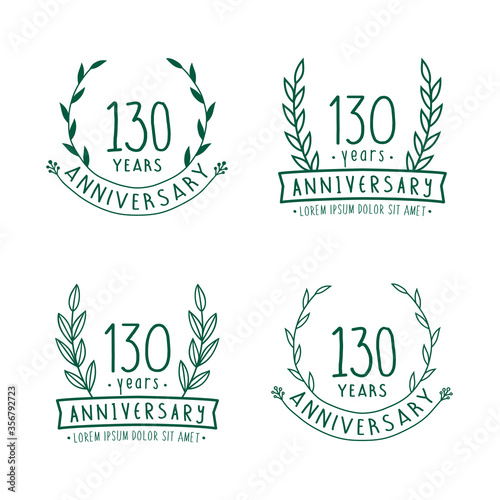 130 years anniversary logo collection. 130th years anniversary celebration hand drawn logotype. Vector and illustration. 