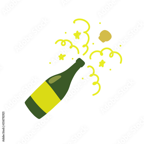 champagne bottle doodle icon, vector illustration