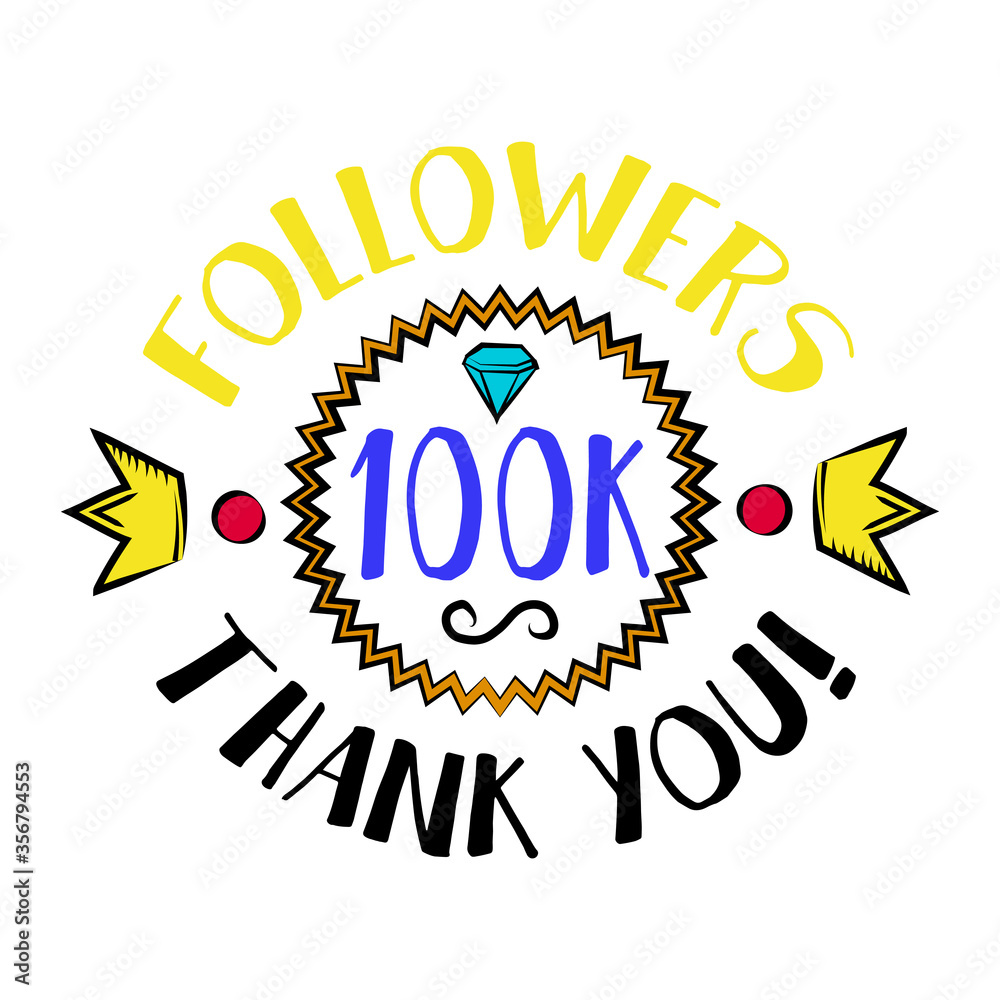 Fototapeta premium 100k followers! Thank you badge screen
