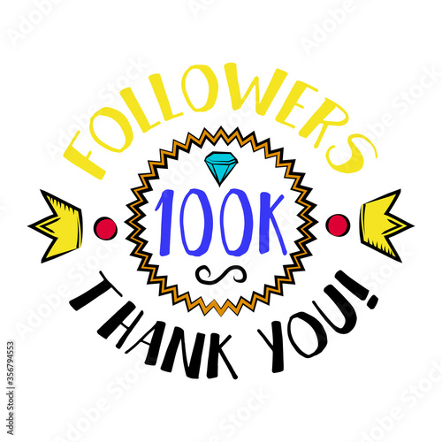 100k followers! Thank you badge screen