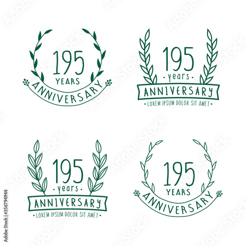 195 years anniversary logo collection. 195th years anniversary celebration hand drawn logotype. Vector and illustration.  photo